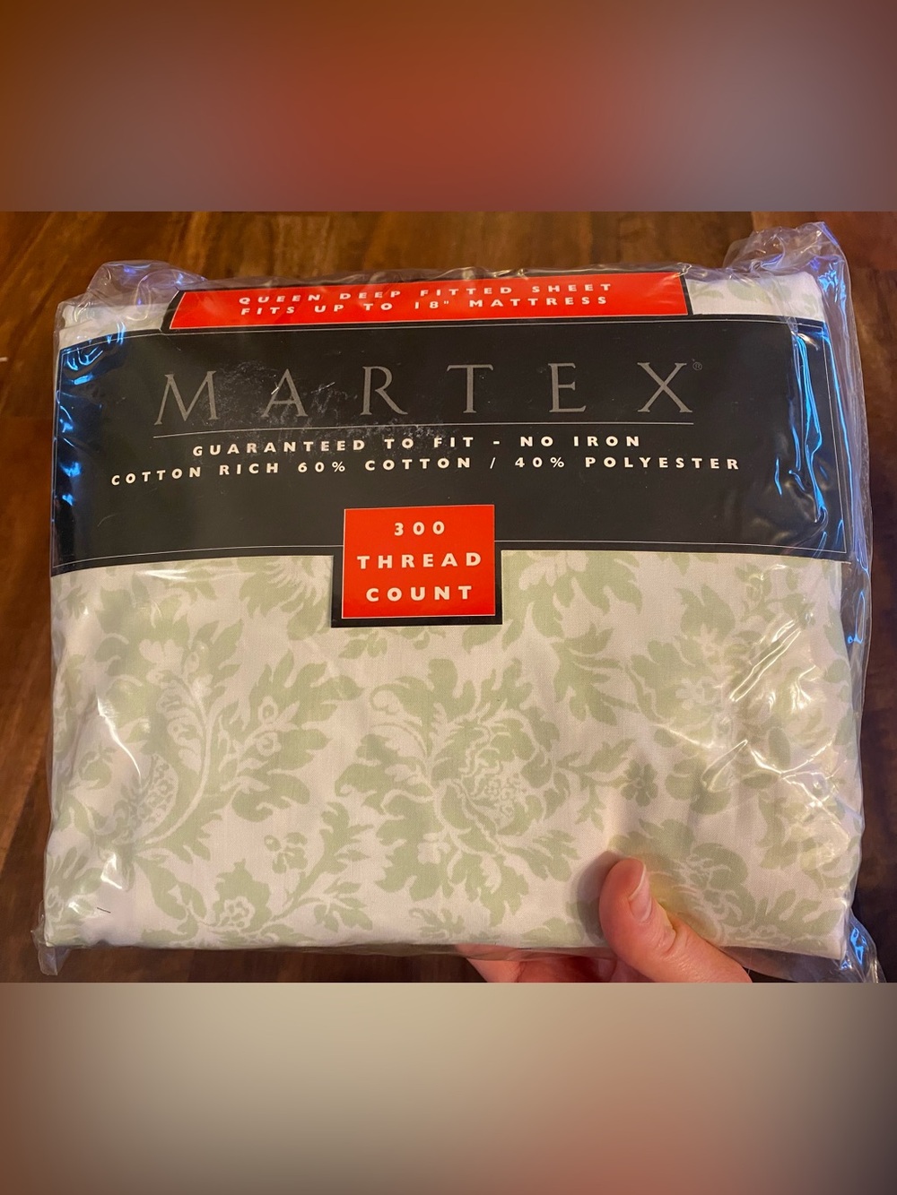 Martex Queen Deep Fitted Sheet Vintage Cotton Polyester Blend Florence Green